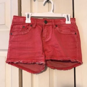 Pink denim shorts